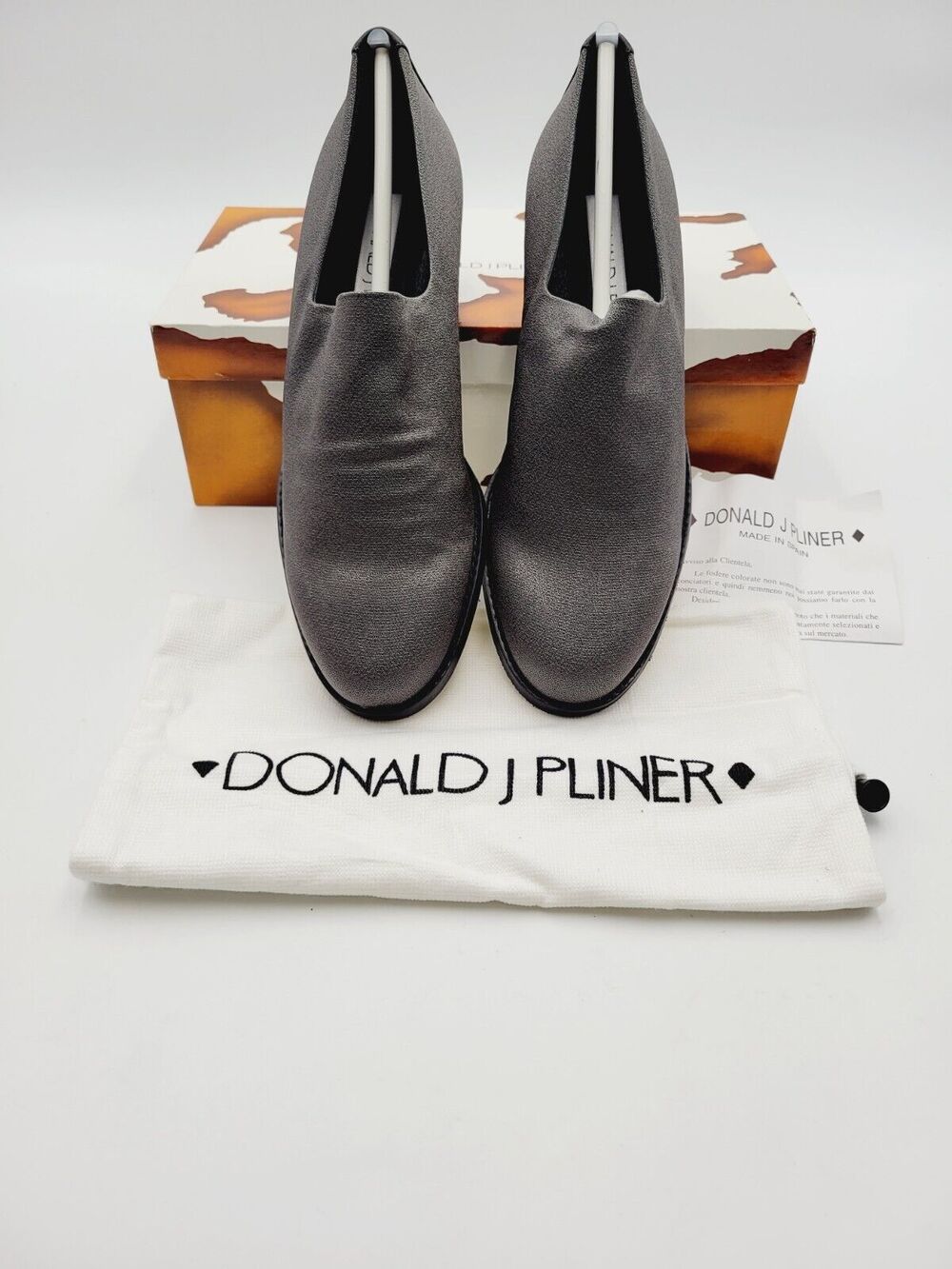 Donald J Pliner Heels Womens 8.5 M Pumps Block Gray Fabric Square Toe Casual Ita